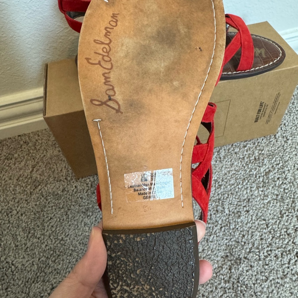 Sam Edelman Vibrant Red Lace-Up Sandals - Picture 3 of 3